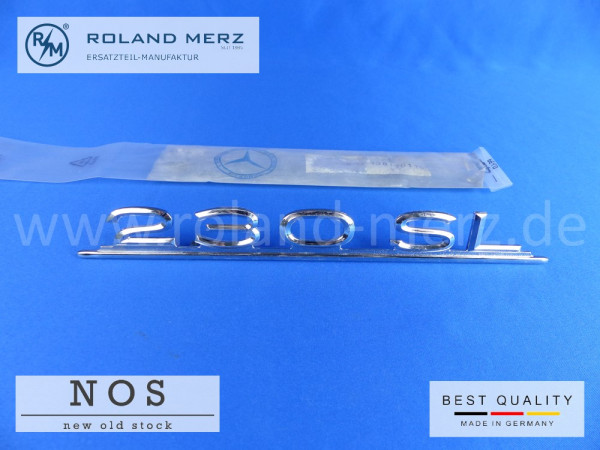 113 817 01 15 Typenkennzeichen Mercedes 230 SL auf Heckdeckel schwere Messing-Ausführung Original Neuteil/NOS