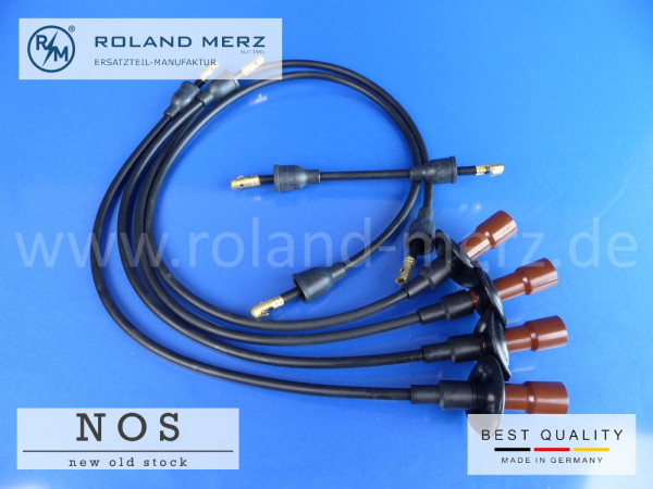 Zündkabelsatz für Porsche 356 und VW 1200 - 1500 mit den braunen Bakelit-Kerzensteckern (4mm Anschluss) NOS deutsches Qualitätsprodukt (kein China Nachbau)