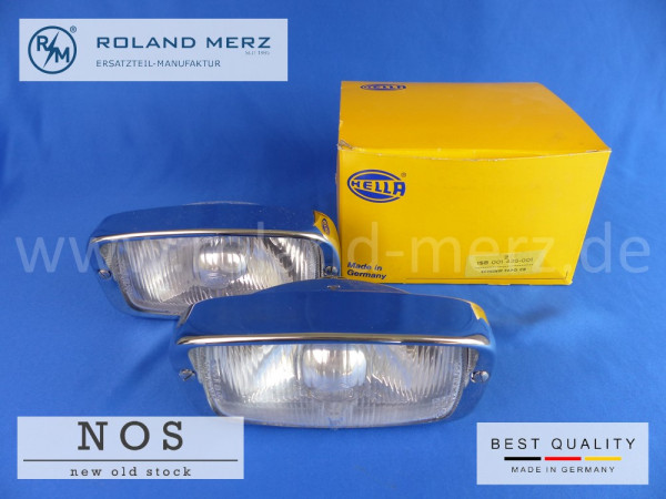 Hella Zusatzscheinwerfer 1 SB 001 425 -001 für Porsche 906 und BMW 3200 CS Bertone vollverchromt 170 mm Breite X 90mm Höhe Neuteil / NOS 