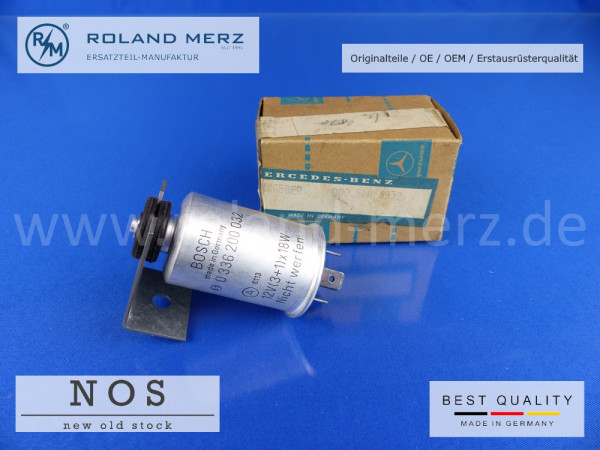 Blinkrelais 001 544 30 32 Bosch 0 336 256 003 für Mercedes Bm 108, 109, 111, 112, 113 Bosch Originalausführung NOS mit Metallgehäuse