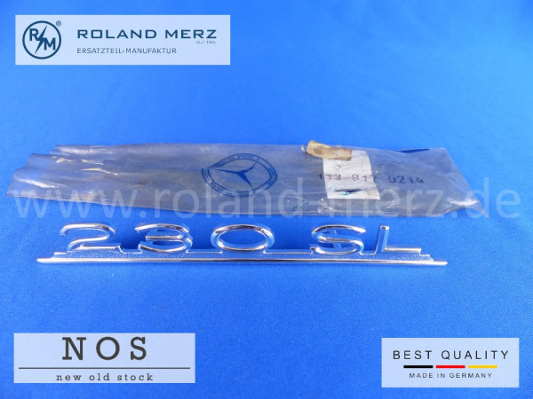 113 817 02 14 Typenkennzeichen 230SL an Deckel Armaturenbrett, original Neuteil / NOS