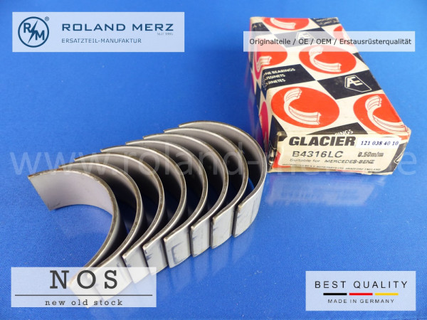 Satz Pleuellagerschalen 121 038 40 10 0,50 mm für Mercedes 180, 190, 190SL 200, 200D