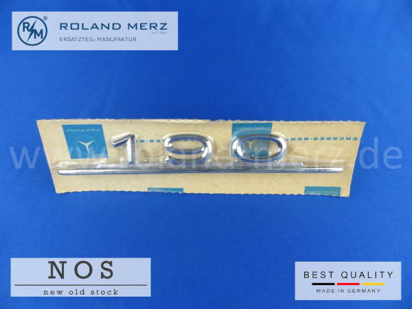 110 817 01 15 Typenkennzeichen / Schriftzug 190 auf Heckdeckel original Neuteil/ NOS für Mercedes 190c