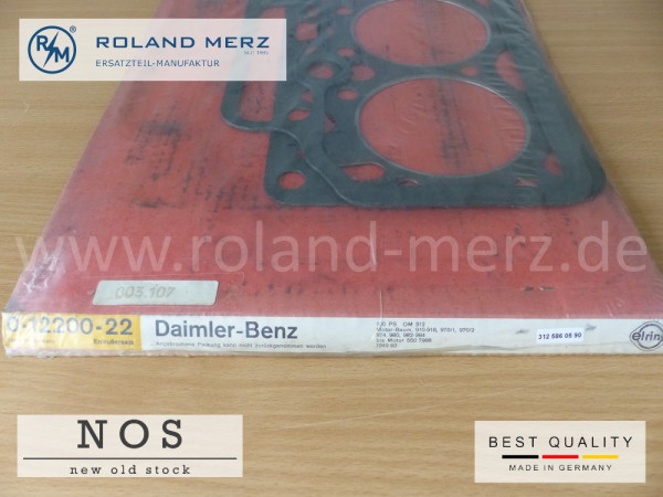 312 586 05 90 Satz Zylinderkopfdichtung Elring für Mercedes OM 312, MB 312.910-918,970-1.970/2,974 980,982-984 von 1949-1960 bis Mot. 5507988 Cyl 90mm Ø Original Elring 003.107 / 012200-22 Entrußersatz komplett. NOS