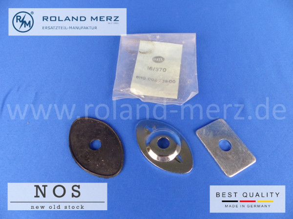 Hella Befestigungsplatte 16/370 8HG 002 228-00 (Stabilisierungshaltersatz 3 teilig) für Nebel und Fernscheinwerfer zur Befestigung an der Stoßstange oder Karosserie. Original Neuteil NOS 