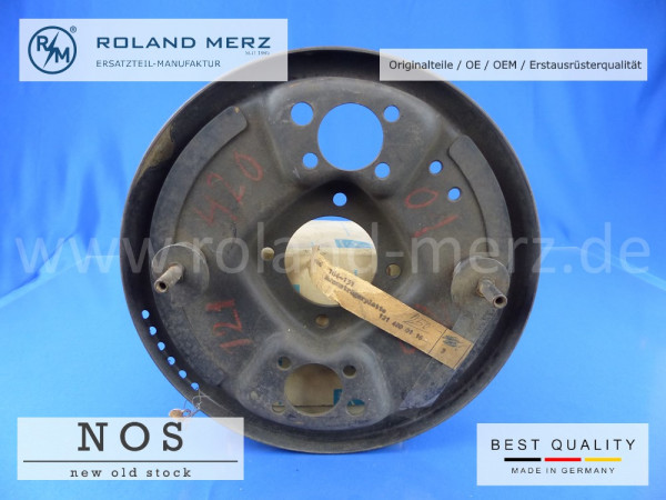 Bremsträgerplatte, vorne rechts, mit Excenterschrauben, Mercedes A 121 420 01 16, BM 110, 111, 120, 121