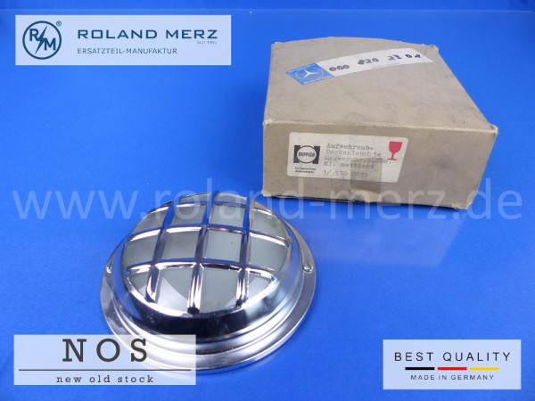 Aufschraub-Deckenleuchte Oldtimer 118 mm ⌀ 35mm Höhe Ms verchromte Ausführung Mercedes 000 820 23 01 für PKW und Omnibus
