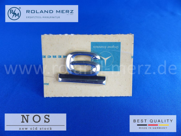 114 810 01 69 Schild 6 Zylinder auf Heckdeckel für Mercedes 230.6 original Neuteil/NOS